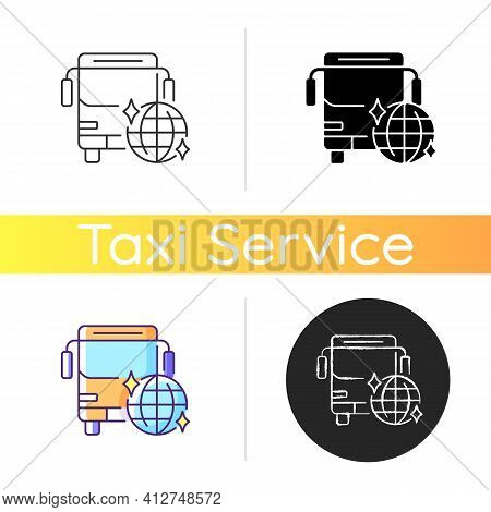 Party Bus Icon. Ability To Coolly Celebrate The Holiday. Bus Ordering. Disco Bus. Fun Way To Celebra