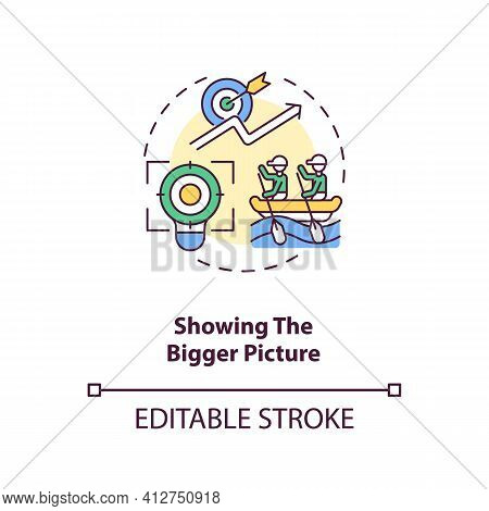 Showing Bigger Picture Concept Icon. Important Work Of Employee Idea Thin Line Illustration. Worker 
