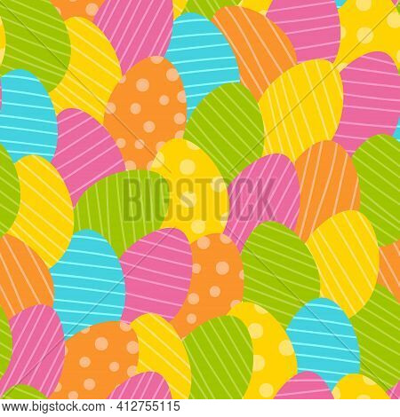 Easter Egg Pattern. Flat Colorful Background For Spring Celebration.