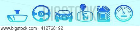 Set Of Car Element Cartoon Icon Design Template With Various Models. Modern Vector Illustration Isol