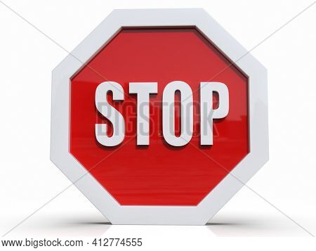 3d render STOP! You are Not Allowed Here, Red Octagonal Stop Roadsign with Big Hand Symbol for Prohibited Activities, Traffic Stop Blocking Sign, Prohibition Icon, No Entry Signal, Red Warning