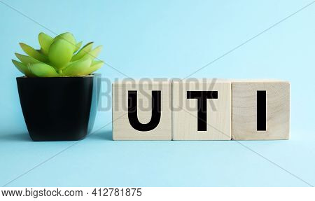 Uti .urinary Tract Infection. Text On Wood Cubes. Text In Black Letters On Wood Blocks
