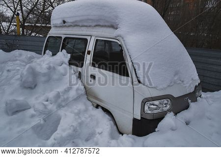 Ust-kamenogorsk, Kz - Feb 5, 2021. Car Daewoo Damas. Kei Truck.