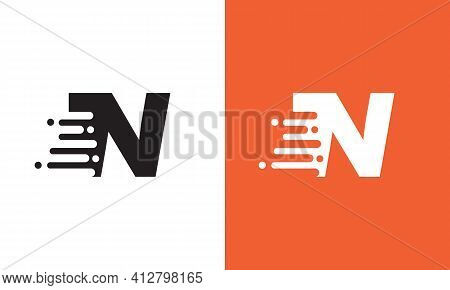 Letter N Speed Logo Design Element. Abstract Letter N Logo Design Template. Universal Fast Speed, Qu