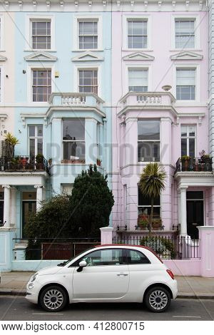 Chepstow Villas, Notting Hill, London, England, United Kingdom - March 05 2021 Colourful Houses (w11
