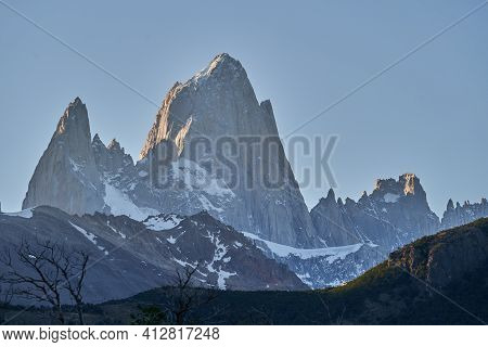 Mount Fitzroy  Is A High And Characteristic Mountain Peak In Southern Argentina, Patagonia, South Am