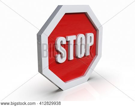 3d render STOP! You are Not Allowed Here, Red Octagonal Stop Roadsign with Big Hand Symbol for Prohibited Activities, Traffic Stop Blocking Sign, Prohibition Icon, No Entry Signal, Red Warning