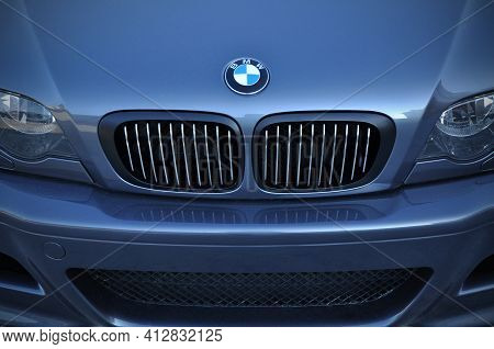 Bmw Chrome Metal Logo, Luxury Car In Istanbul City, October 06 2011 Istanbul Pendik Turkey Used Car 