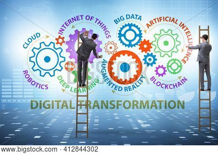 Concept of digital transformation with businessman