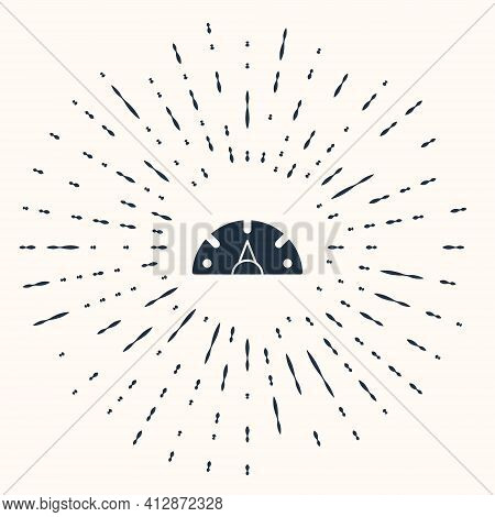 Grey Speedometer Icon Isolated On Beige Background. Abstract Circle Random Dots. Vector