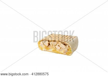 Traditional Mexican Cuisine Dish Otacos With Cheese Potato And Chicken Meat Filling Tortilla Cut On 