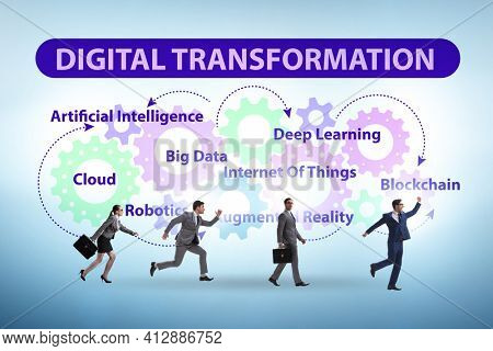 Concept of digital transformation with business people
