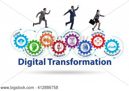 Concept of digital transformation with business people