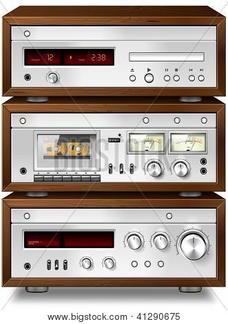 Di musica Audio Compact cassette Stereo con amplificatore e lettore CD rack vintage