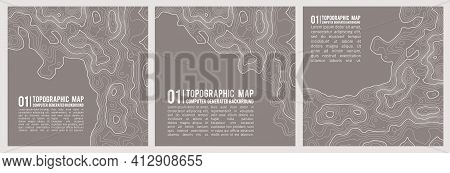 Geographic Mountain Topography Vector Illustration. Topographic Pattern Texture. Map On Land Vector 