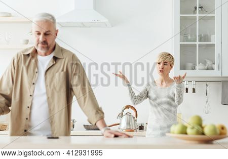 Arguments, Quarrel, Scandal, Problems At Couple Relationships And Abuse At Home During Self-isolatio