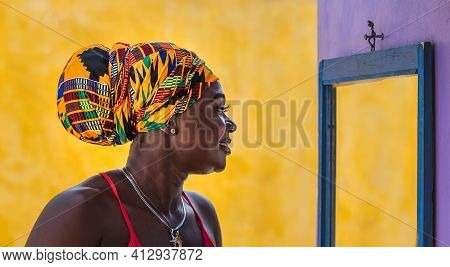 Africa The Woman Looks In An Empty Mirror Which Symbolizes That It Is Not Possible To Look Into The 