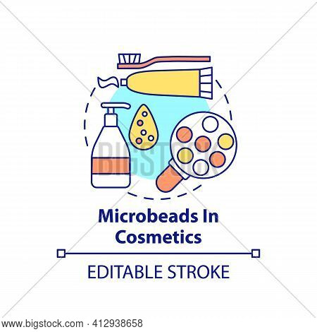 Microbeads In Cosmetics Concept Icon. Microplastics Sources Idea Thin Line Illustration. Ecology Pro