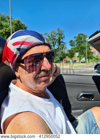 Handsome Man In The Car. Luxury Life.