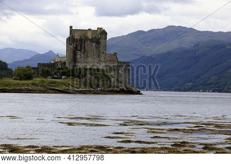 Dornie - (scotland), Uk - August 12, 2018: Eilean Donan Castle, Dornie, Scotland, Highlands, United 