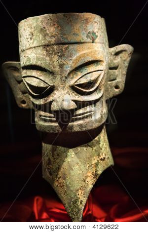 Bronze Three Thousand Year Old Mask Statue Sanxingdui Museum Chengdu Sichuan China