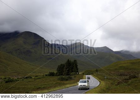 Skye Island (scotland), Uk - August 15, 2018: Typical Landscape Of Scotland, Isle Of Skye, Inner Heb