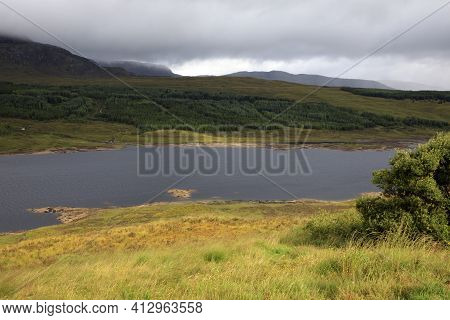 Skye Island (scotland), Uk - August 15, 2018: Typical Landscape Of Scotland, Isle Of Skye, Inner Heb