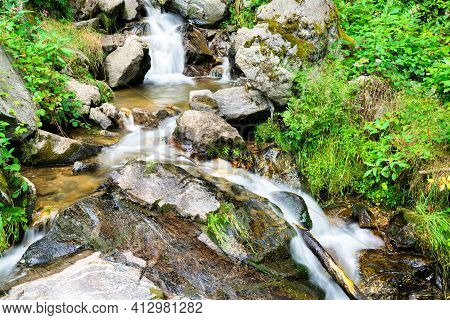 Todtnau Waterfall In The Black Forest Mountains, Germany