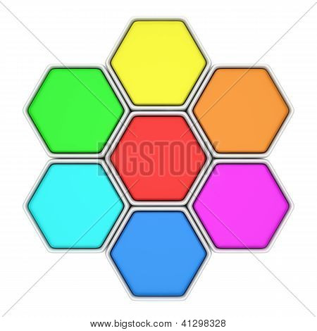 Mångfärgade hexagoner