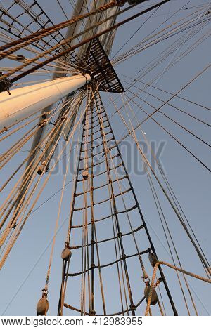 Rigging And Sails On The Barkentine, Floreana Island, Galapagos Islands, Ecuador