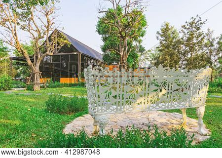 Kanchanaburi,thailand - February 19, 2021 : Beautiful Garden Decoration Of Cafe Amazon Coffee Shop A