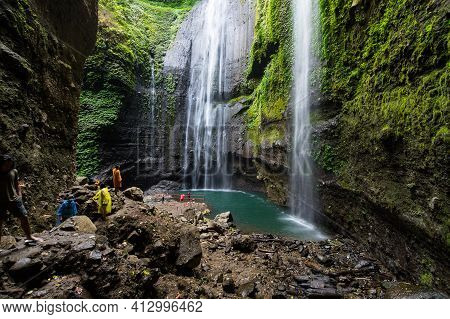 Main Cascade Of Madakaripura Waterfall On Island Java, Indonesia