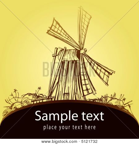 Decorative Card With Old Mill