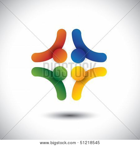 Colorful Design Of Community Of People Symbols Working As Team