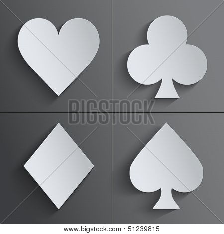 Paper icon card suits in the form of stickers