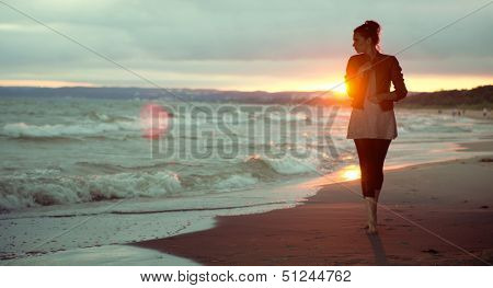 Seashore sunset walk