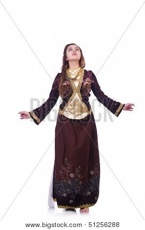 Young lady dancing traditional azeri dance