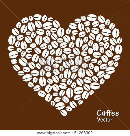 vector heart made of coffee beans