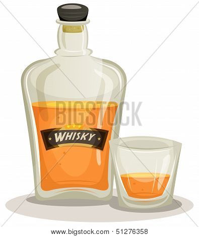 Whisky Bottle And Glass