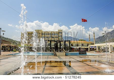 Monument To Ataturk In Square In Kemer, Turkey