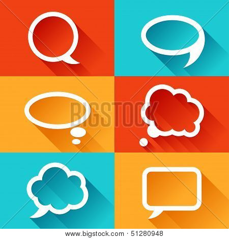 Set of speech bubbles in flat design style.