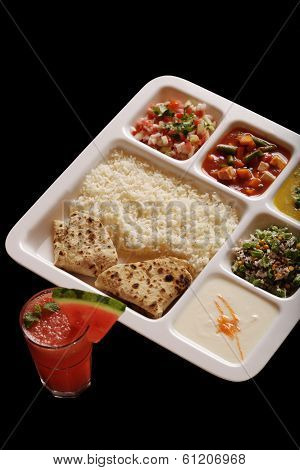 Indian vegetarian thali.