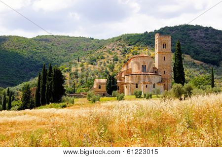 Tuscan countryside with abbey