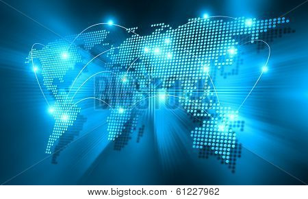 Background digital image of world map with connection lines
