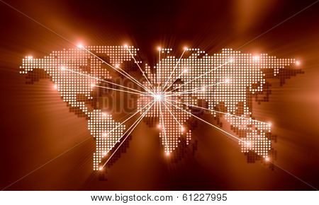 Background digital image of world map with connection lines