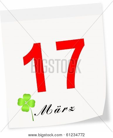 St.patrick's Day On March 17 Th. Calendar Page.