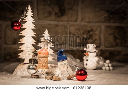 Wine Cork Figures, Concept Two Men Decoration Baubles