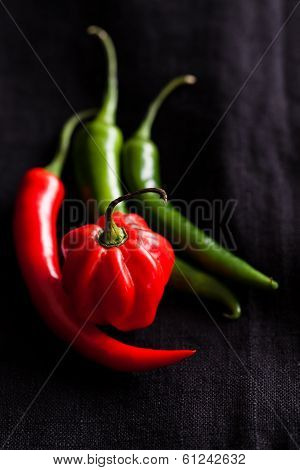 Red And Green Chili Peppers