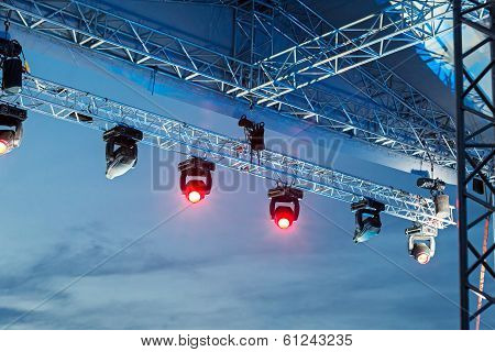 Row Of Color Lights From A Stage