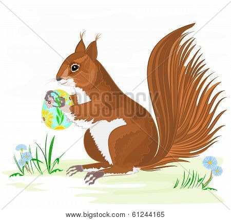 Squirrel And Easter Eggs